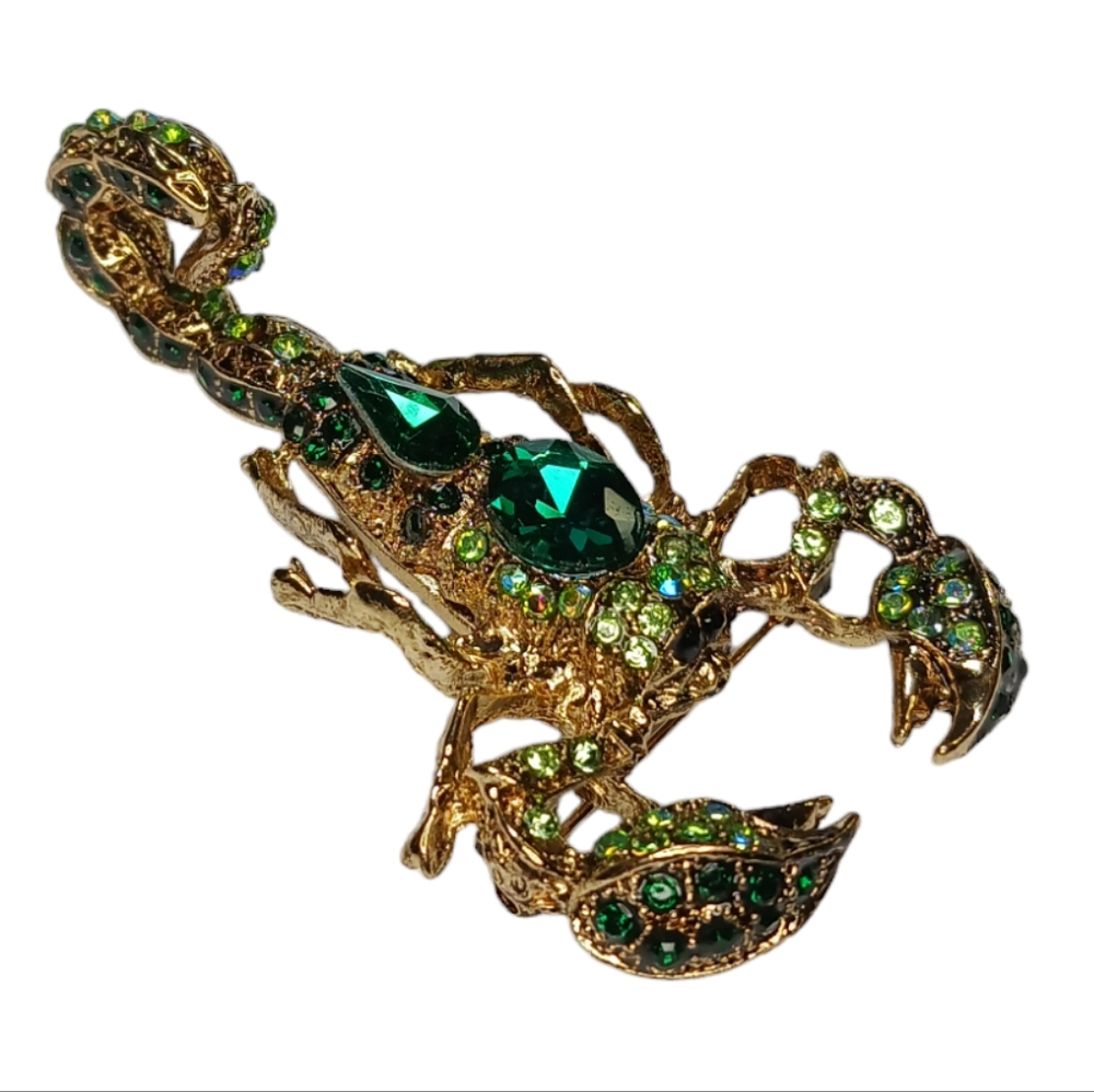 Scorpion Crystal Rhinestone Bling Articulated Stinger Brooch Pendant - Picture 3 of 13